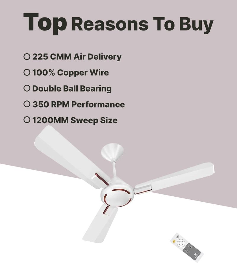 Havells Ambrose 1200mm BLDC Ceiling Fan, Pearl White Wood - Image 6