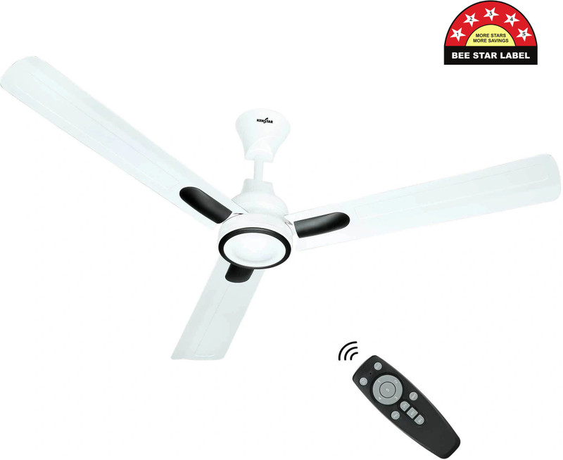 Kenstar Snow breeze with 2 Year Warranty BLDC Motor with Remote 1200 mm Ceiling Fan 5 Star | White | Pack of 1