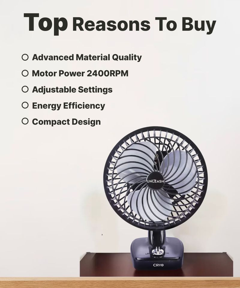 unleash CRYO 9 Inch Table Fan - Image 4