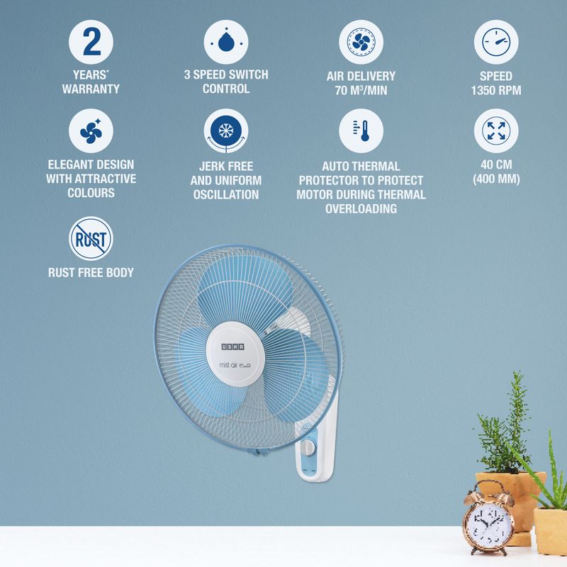 USHA Mist Air Flo 400 mm Wall Fan - Image 6