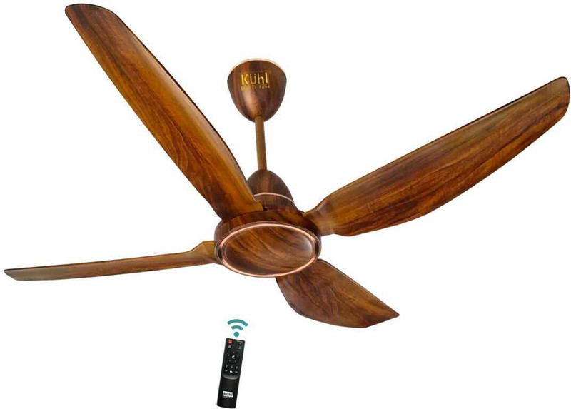 KUHL Brise E4 Stylish Power Saving with 2 Year Warranty BLDC Motor with Remote 1400 mm Ceiling Fan (5 Star | Teakwood | Pack of 1)