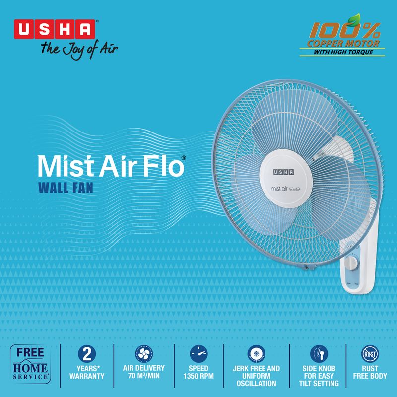 USHA Mist Air Flo 400 mm Wall Fan - Image 3
