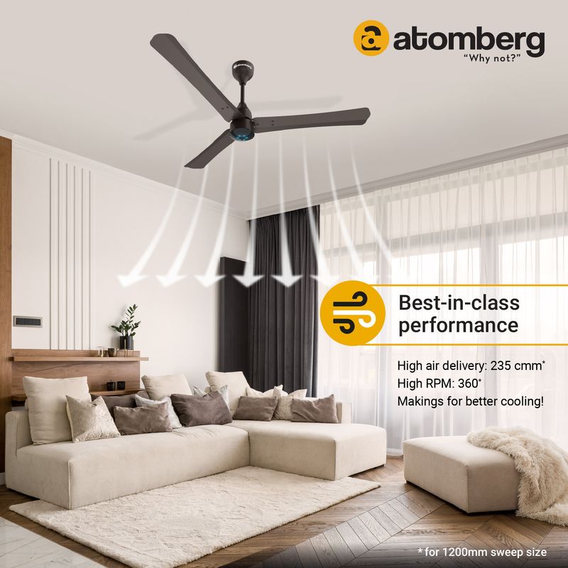 Atomberg Renesa+ 1200mm BLDC Ceiling Fan with Remote (Earth Brown) - Image 6