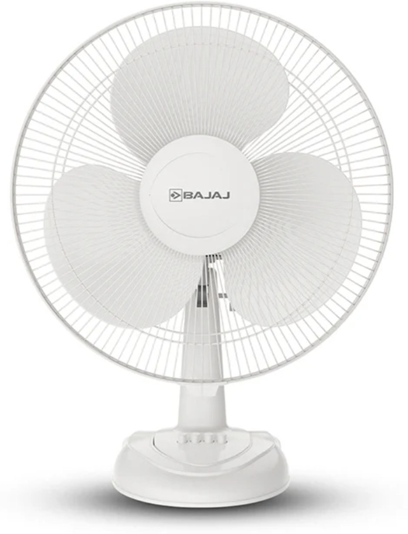 BAJAJ Crest Neo with 2 Year Warranty Silent Operation, High Air Delivery, Anti Rust 400 mm Table Fan White | Pack of 1