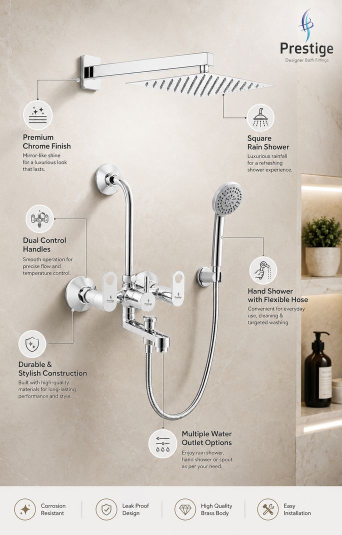 Prestige C-2 Adjustable Hand Shower with 1.5m SS Tube - Image 4
