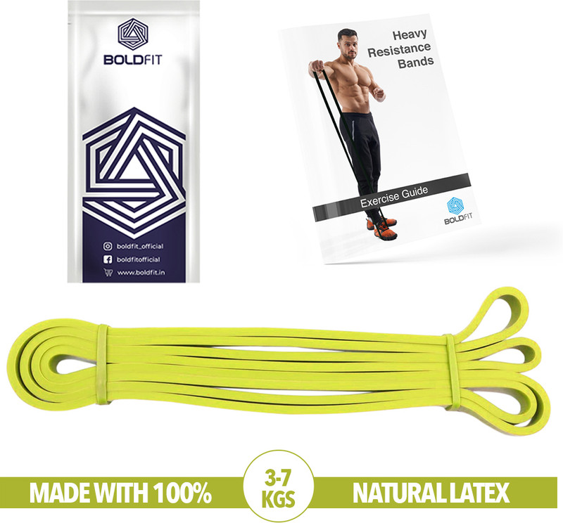 BOLDFIT Heavy For Exercise & Stretching Tube For Men & Women Resistance Band Yellow, Pack of 1