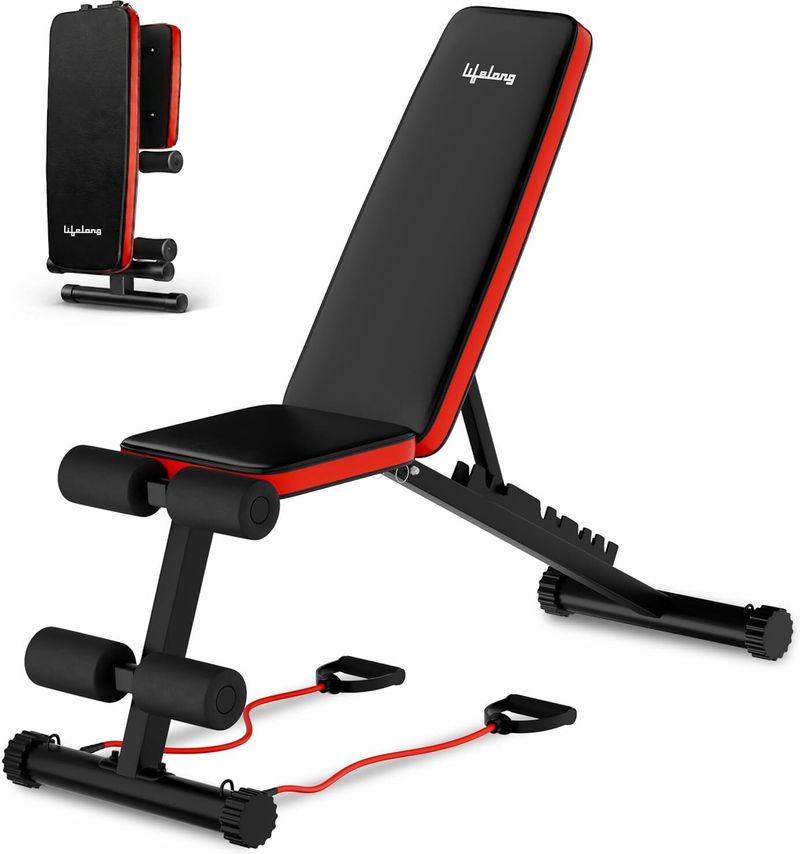 Lifelong Adjustable Foldable Gym Bench Incline Decline Flat - Image 2