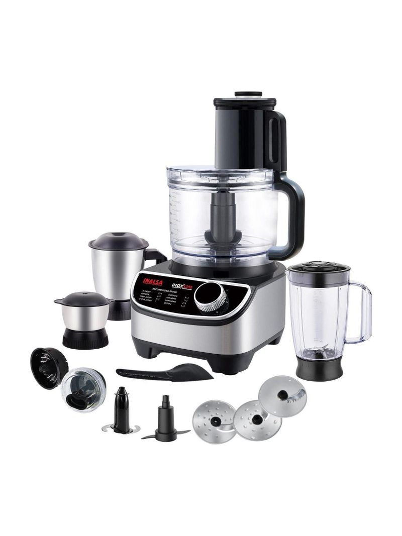 Inalsa FP INOX1200 1000W Food Processor, 3 Jars, Silver - Image 2
