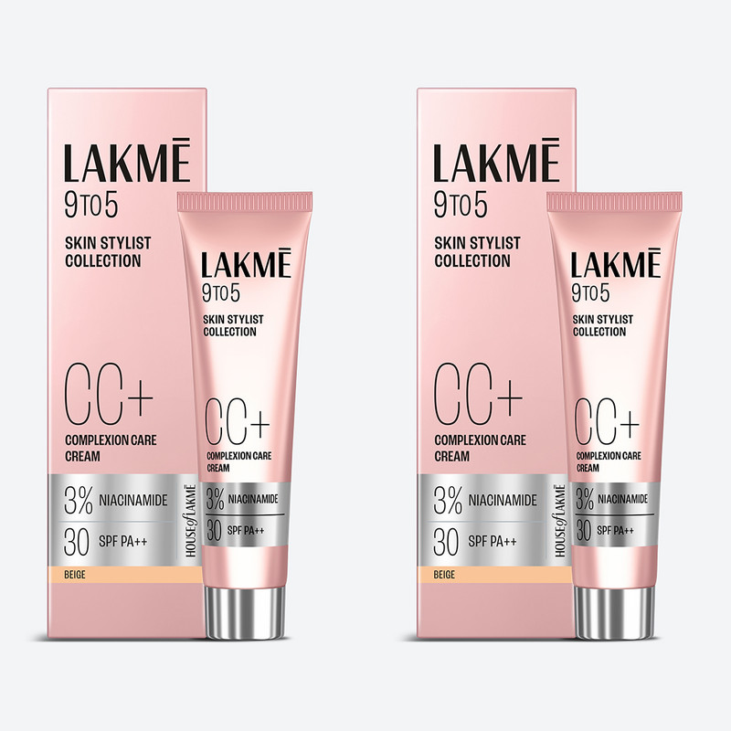 Lakmé 9 to 5 Complexion Care Face Cream Foundation - Pack of 2 Foundation Beige, 60 g