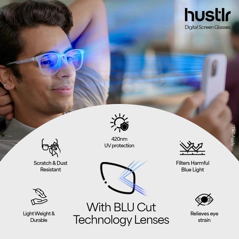 Lenskart Hustlr Hustlr Full Rim Square Anti Glare Blue Cut Glasses - Image 5
