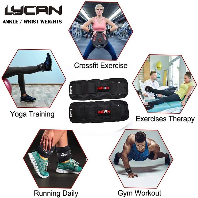 LYCAN 4 kg Black Ankle & Wrist Weights - Image 5