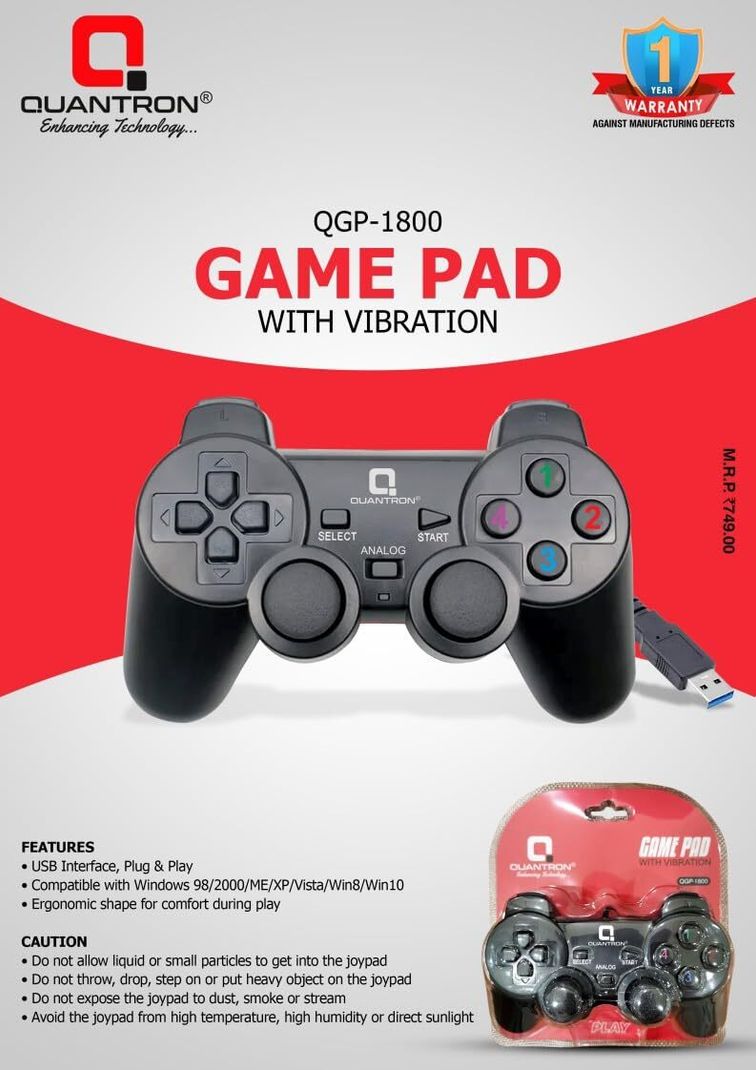 Quantron QGP-1800 USB Gamepad (Black, For PC) - Image 3