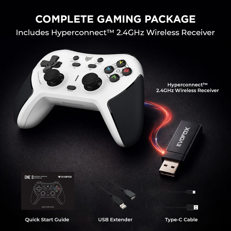 EVOFOX One S Universal 3-Mode Wireless & Wired Gamepad White - Image 6