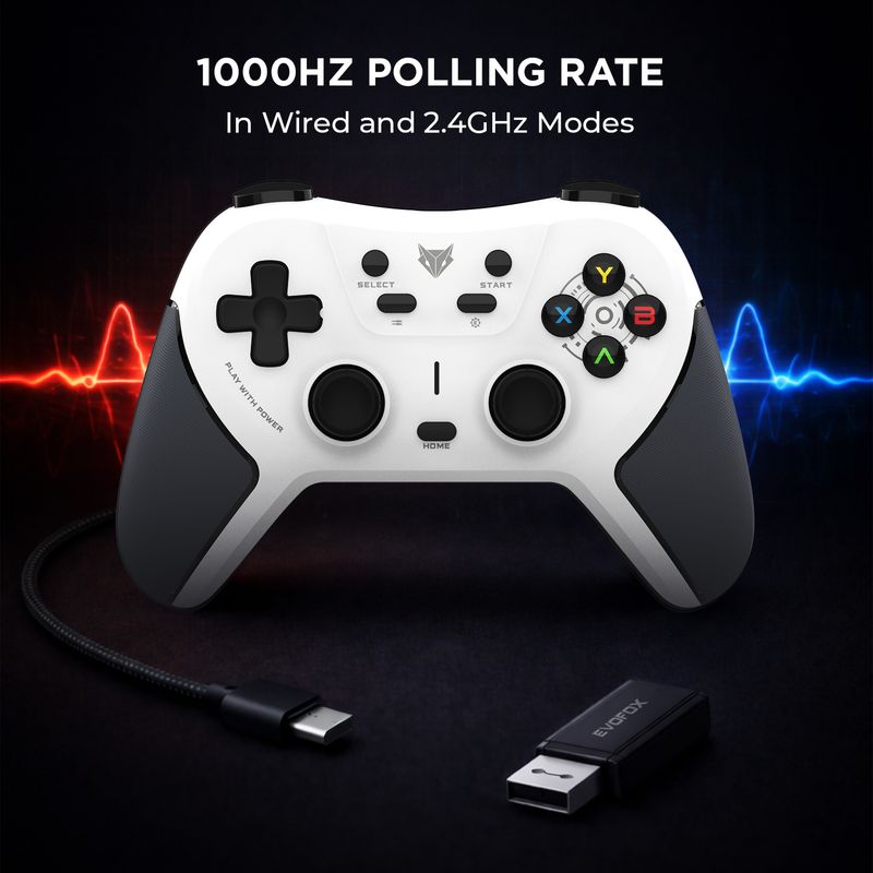 EVOFOX One S Universal 3-Mode Wireless & Wired Gamepad White - Image 4