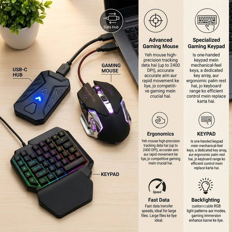 TECHNOLOGIA RGB Gaming Keyboard Mouse Combo with Converter Keypad - Image 3