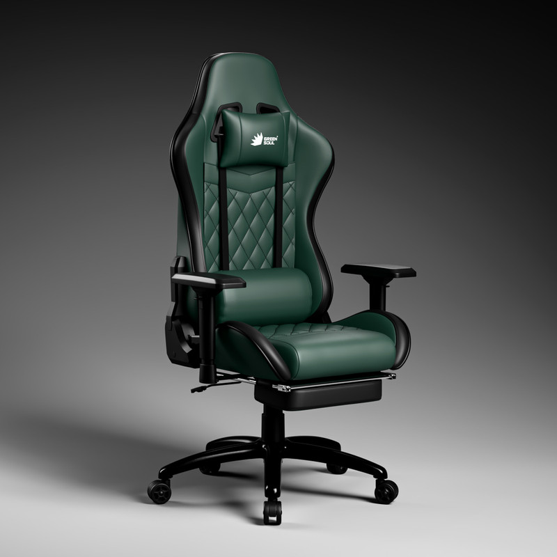 GREEN SOUL Ghost (2026 Edition) Upholstery with Diamond Stitching| 4D Armrest | 180 Recline Gaming Chair Green