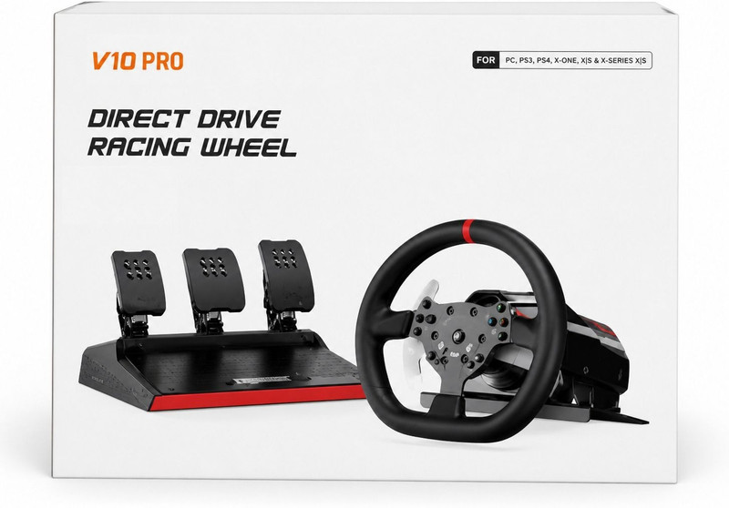 HG WORLD V10 Pro Gaming Steering Wheel Simulator 270/900 Adjustable Rotation with  Motion Controller (Black, For PC, PS3, PS4, Xbox One)