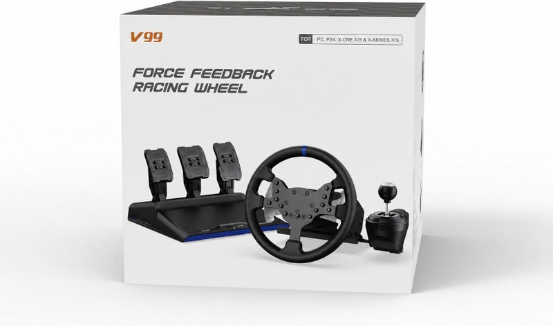 HG WORLD V99 Gaming Steering Wheel with Force Feedback , 270/900° Rotation Racing Wheel 6+1 Gear Shifter GB with 3.2Nm of torque, Perfect Gift for rac