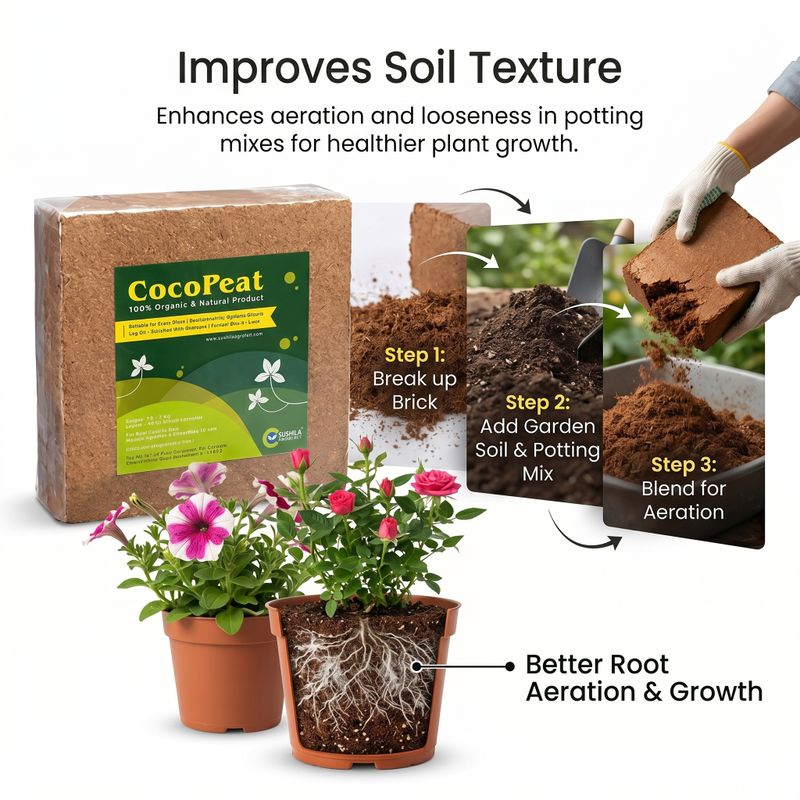 Sushila Agrofert Cocopeat Brick 5kg Garden Mulch - Image 6