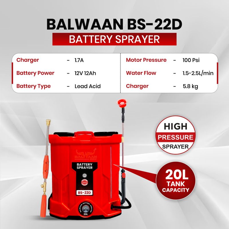 Balwaan Krishi BS-22D Battery for Backpack Sprayer - Image 4