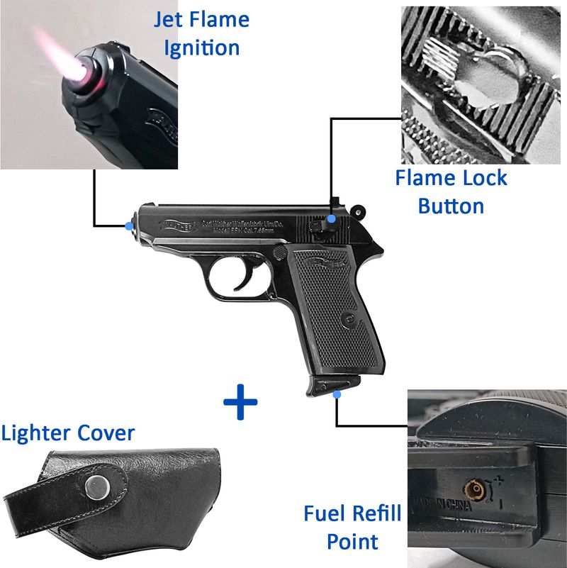 MountWolf 508 Black Metal Pistol Lighter - Image 5