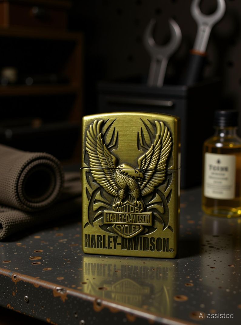 VIOVI Gold Harley Davidson Refillable Zippo - Image 2