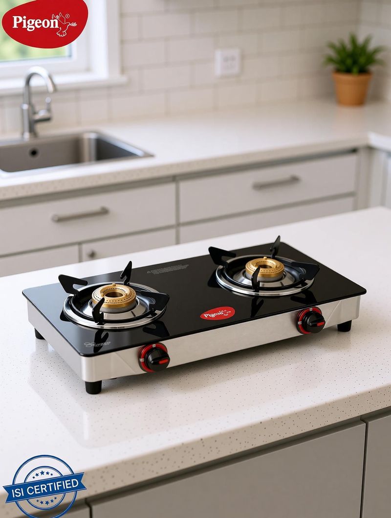 Pigeon Popular 2 Burner Glass Manual Gas Stove - Image 3