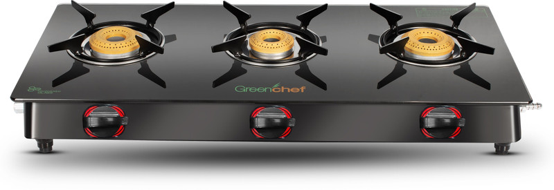 Ebony Glass Manual Gas Stove (3 Burners)