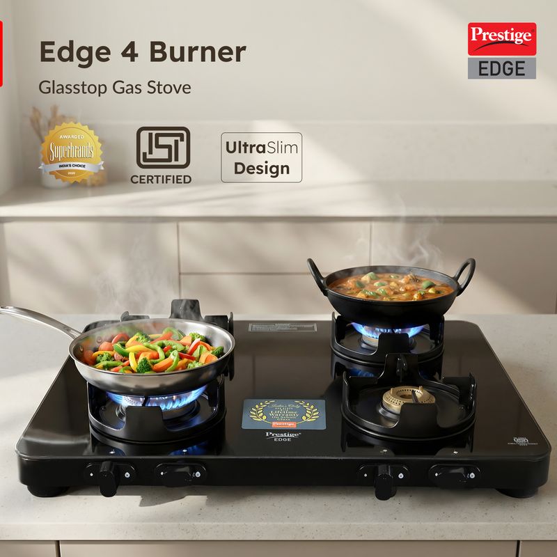 Prestige Edge Schott Glass 4 Burner Gas Stove - Image 6