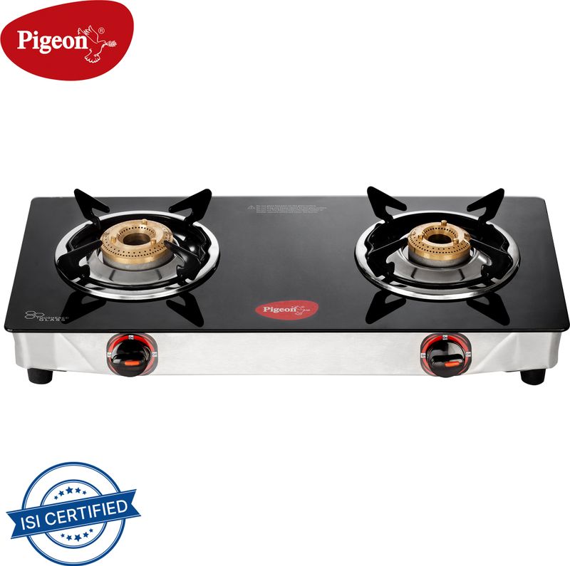 Pigeon Popular 2 Burner Glass Manual Gas Stove - Image 2