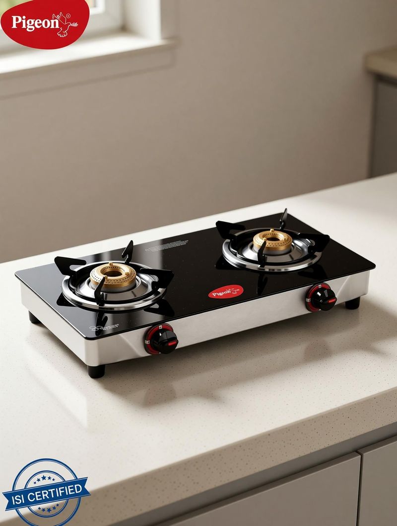 Pigeon Popular 2 Burner Glass Manual Gas Stove - Image 5