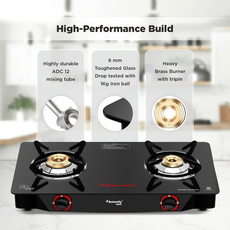 Butterfly Rapid Glass Manual Gas Stove (2 Burners) - Image 4