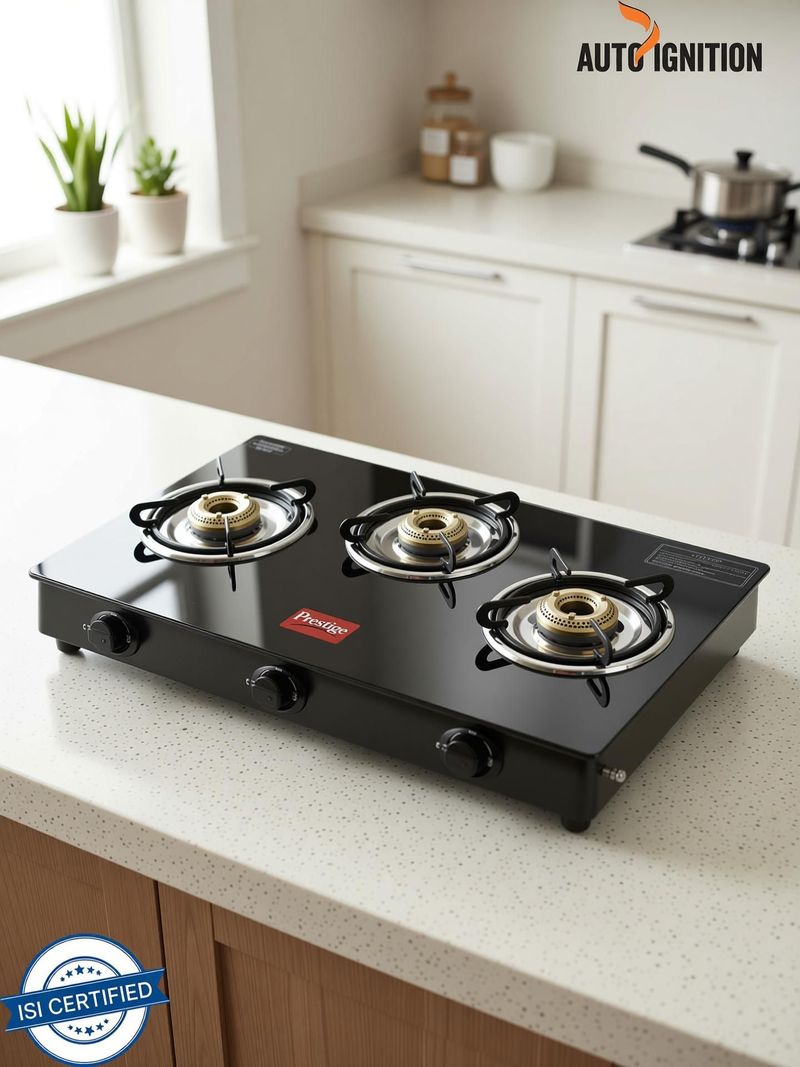 Prestige Atlas Plus High Effient Brass burner & Toughened Glass Automatic Gas Stove (3 Burners) - Image 7