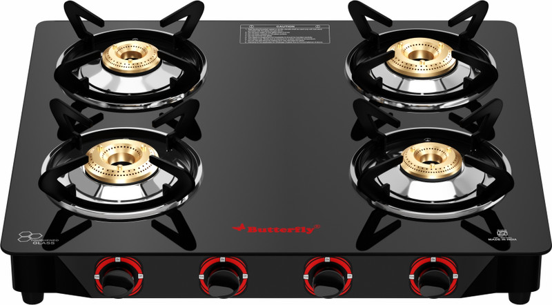 Butterfly Rapid 4 Glass Manual Gas Stove (4 Burners)