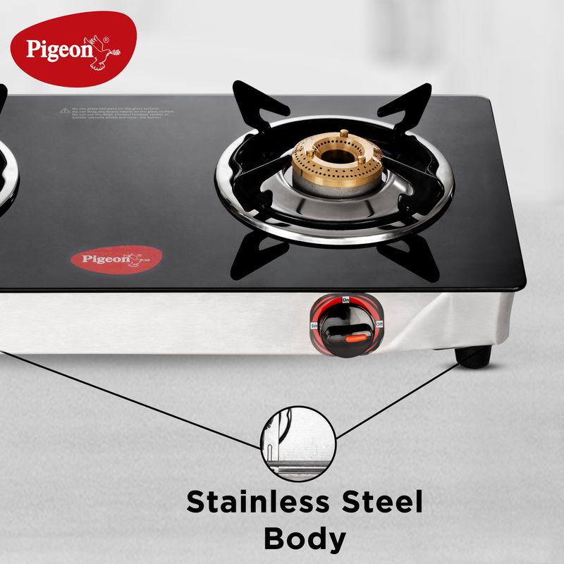 Pigeon Popular 2 Burner Glass Manual Gas Stove - Image 4