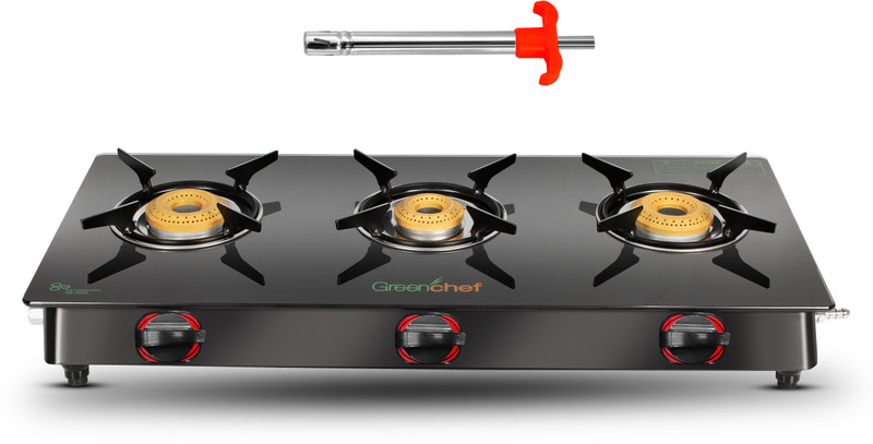 Greenchef Lighter Glass Manual Gas Stove 3 Burners
