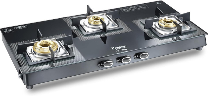 Prestige Vectra 3 Burner Glass Manual Gas Stove 3 Burners