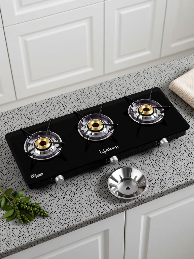 Lifelong 3 Burner Gas Stove with Glass Top - Image 6