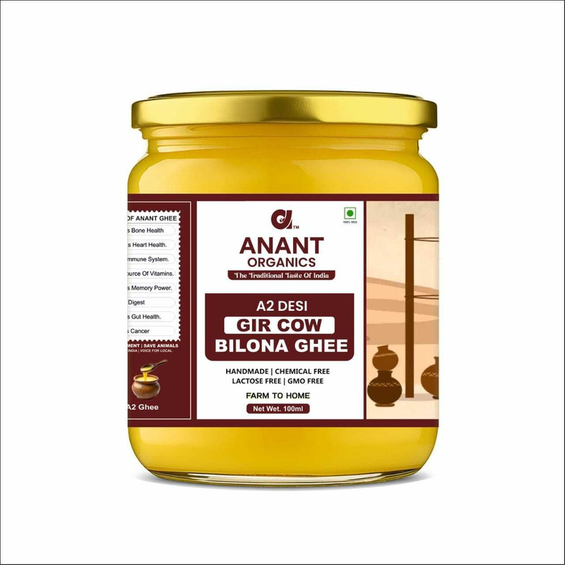 Anant Organics A2 Desi Gir Cow Ghee | Vedic Bilona Method | Grass-Fed | 100% Pure & Natural Ghee Glass Bottle Price in India - Buy Anant Organics A2 D