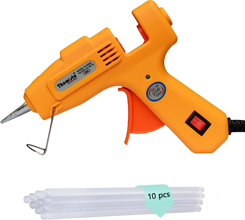 themisto 20 watt mini hot melt 10 sticks diy art crafts standard temperature corded glue gun