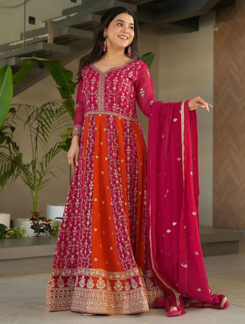 Trijal Fab Women Georgette Kurta Dupatta Set - Image 5