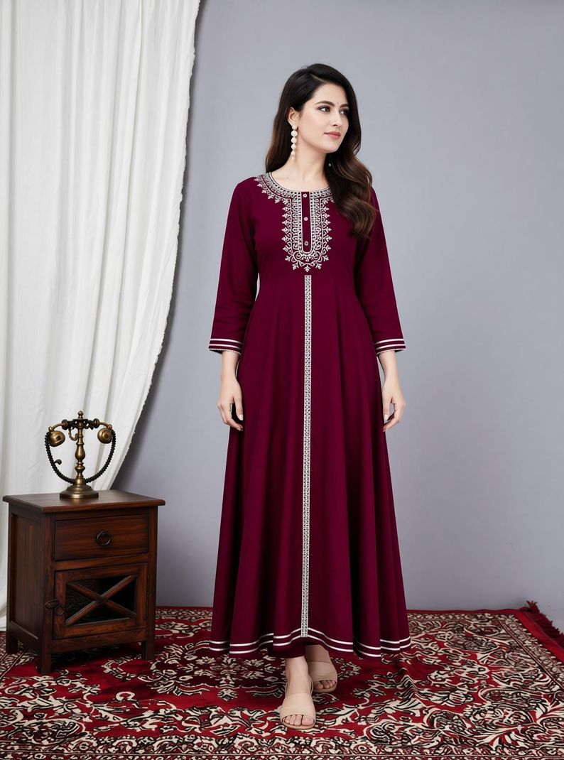 Kurthit Embroidered Viscose Rayon Anarkali Gown - Image 4