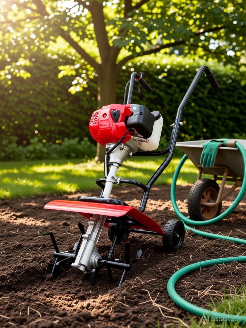 DVI 52CC Tiller with 2 Stroke High Power Petrol Engine With Cultivator Attachment. Fuel Grass Trimmer (Automated Feed) - Image 5