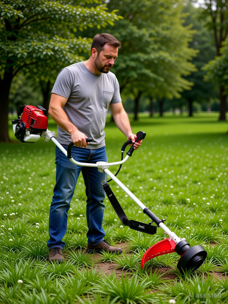 Balwaan Krishi BX-35 Brush Cutter 35cc Petrol Engine 4 Stroke Side Pack Machine with Nylon Rope Fuel Grass Trimmer Manual Feed