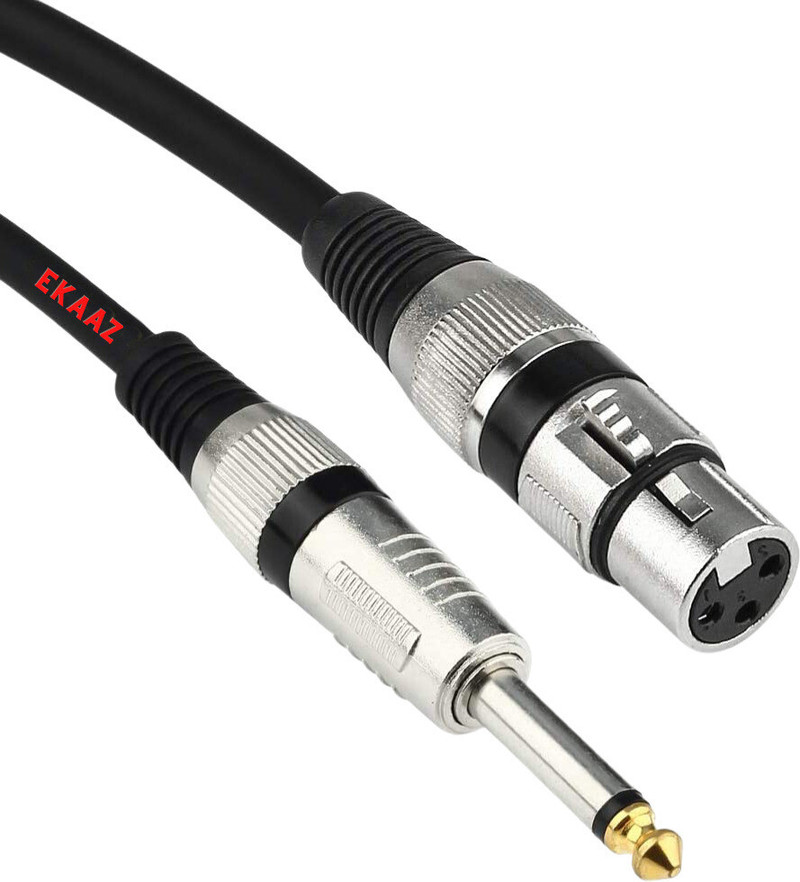 EKAAZ Microphone Cable 10 Meter/32ft Xlr Cable XLR Female to 6.3mm / TS / P-38 Single Angled XLR Patch Cable (10 m in Length)
