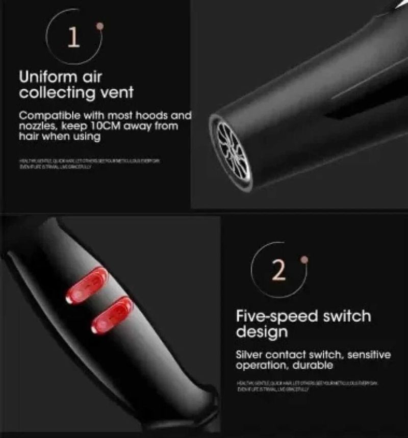 Xyntac High Quality 1800 Watt Professional Hair Dryer With 2 Switch Speed Setting - Image 6