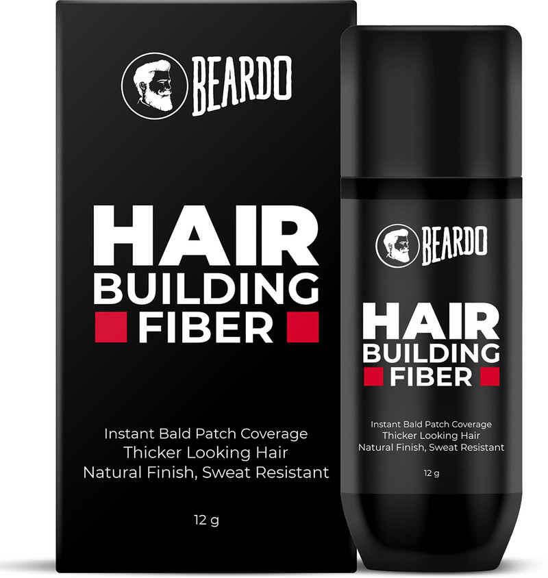 BEARDO Hair Building Fiber Instant Bald Patch Coverage Thicker Looking Hair For Men ,  Black