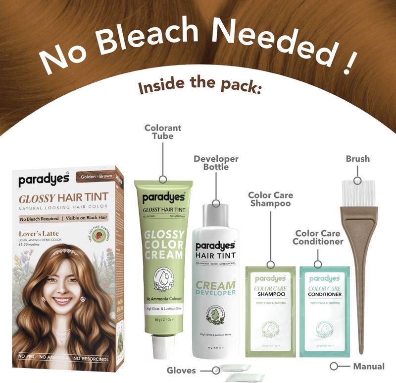 Paradyes No Bleach Glossy Hair Tint, Lover's Latte - Image 4