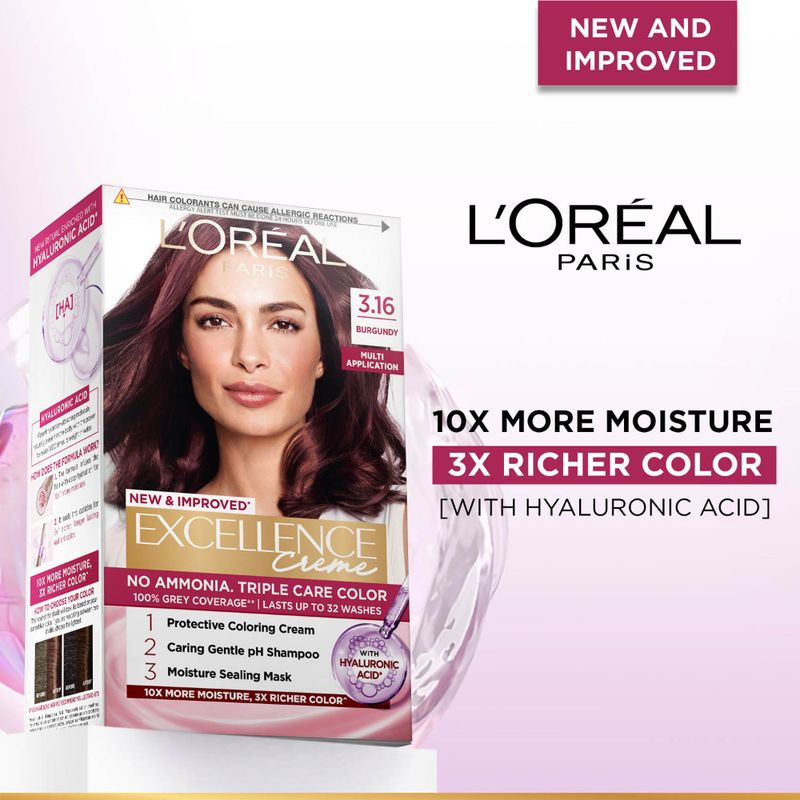 L'Oréal Paris Excellence Creme Hair Colour Burgundy 3.16 - Image 3