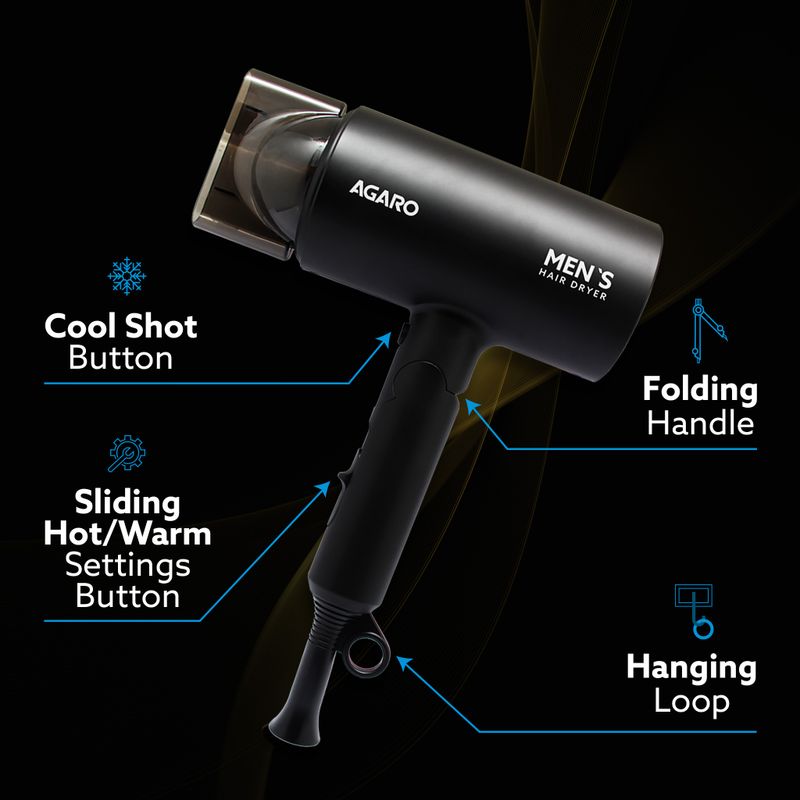 AGARO Premium Hair Dryer 1400W 3 Temp Settings - Image 6
